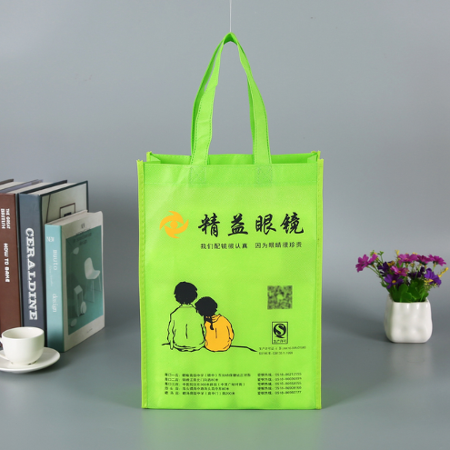 彩印眼镜店无纺布广告袋logo 服装购物手提车缝覆膜立体无纺布袋